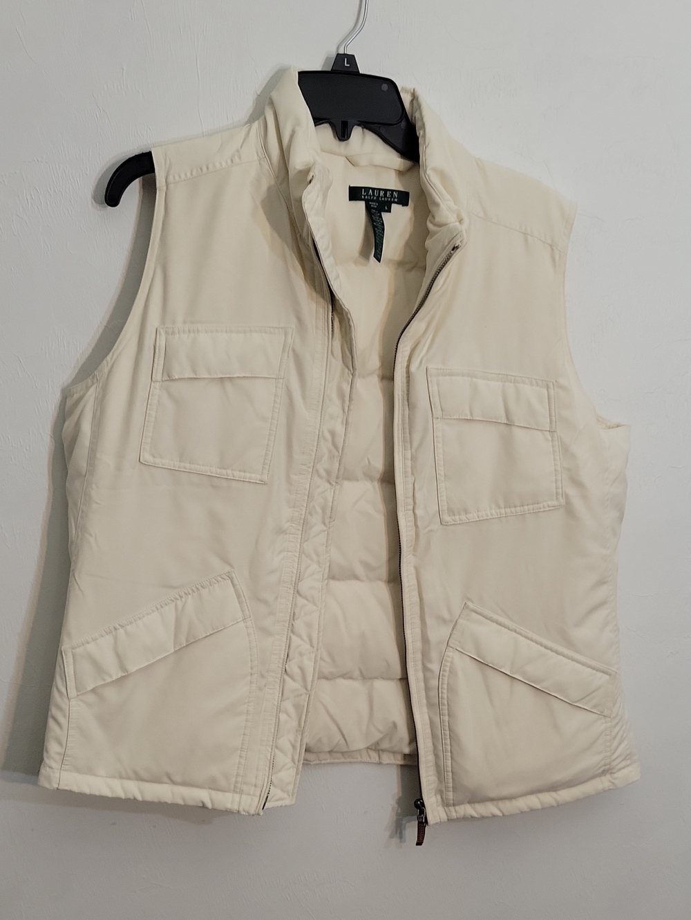 Lauren Ralph Lauren Ivory Quilted Puffer Vest